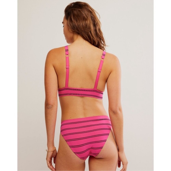 🆕 FREE PEOPLE Set of 2  From The Start Bralette / Pink Stripe Panty SET BOTH - Picture 2 of 4